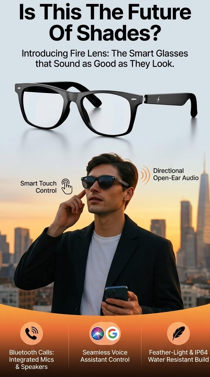 NeoVolt™ AI Glasses — ChatGPT, Musique 12H, Caméra, IP65