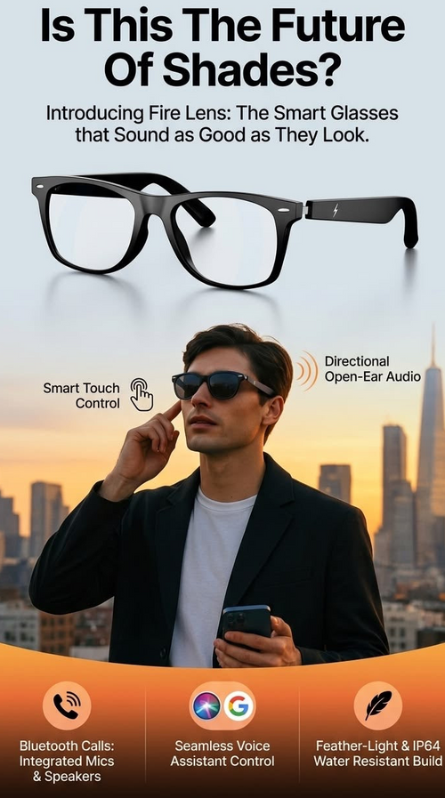 NeoVolt™ AI Glasses — ChatGPT, Musique 12H, Caméra, IP65